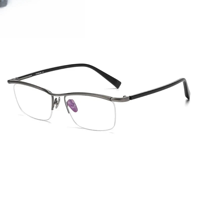 Men's Square Semi-Rimless Titanium Prescription Glasses 724876 — view 6 | Rx Spectacle