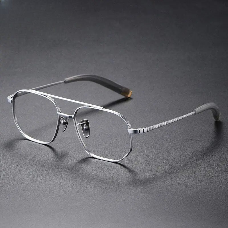 Men's Polygon Full Rim Titanium Double Bridge Prescription Glasses 07518 — view 3 | Rx Spectacle