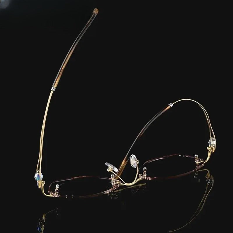 Women's Oval Rimless Titanium Prescription Glasses 1337 — view 4 | Rx Spectacle