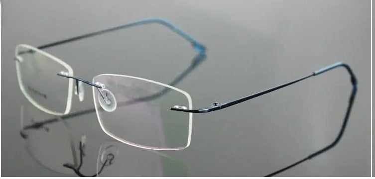 Unisex Rectangular Rimless Titanium Prescription Glasses 763 — view 2 | Rx Spectacle