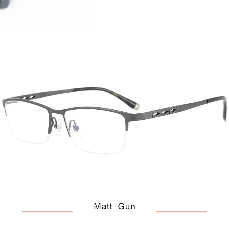 Men's Square Semi-Rimless Titanium Oversized Prescription Glasses 60076 — view 4 | Rx Spectacle