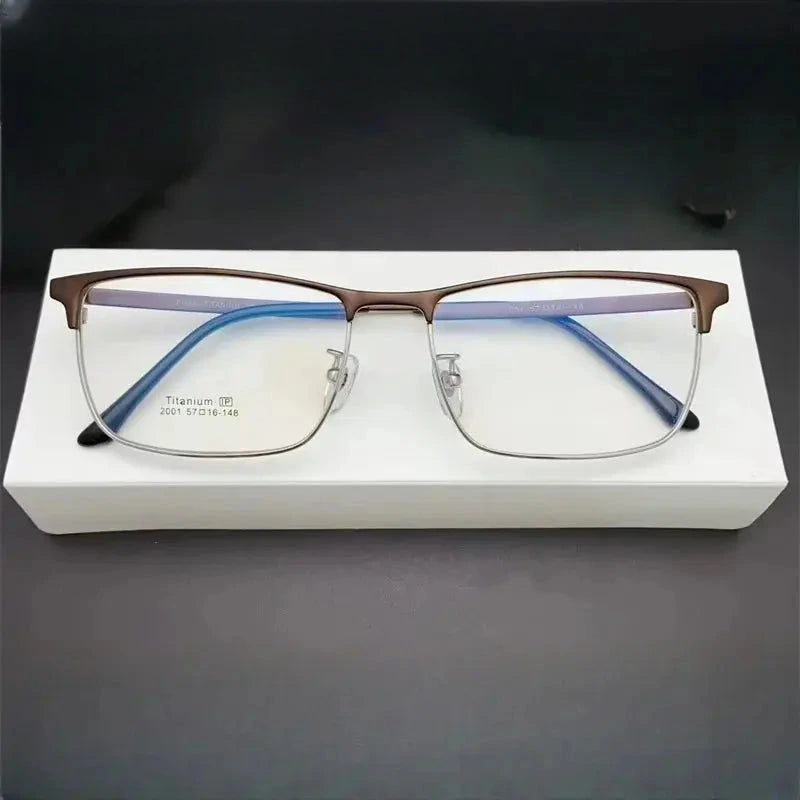 Men's Square Semi-Rimless Titanium Prescription Glasses 62001 — view 4 | Rx Spectacle