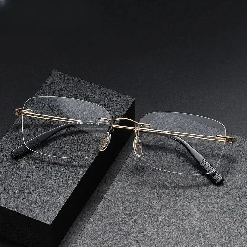 Women's Square Rimless Titanium Prescription Glasses 380960 — view 1 | Rx Spectacle