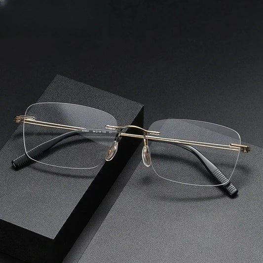 Women's Square Rimless Titanium Prescription Glasses 380960 — view 1 | Rx Spectacle