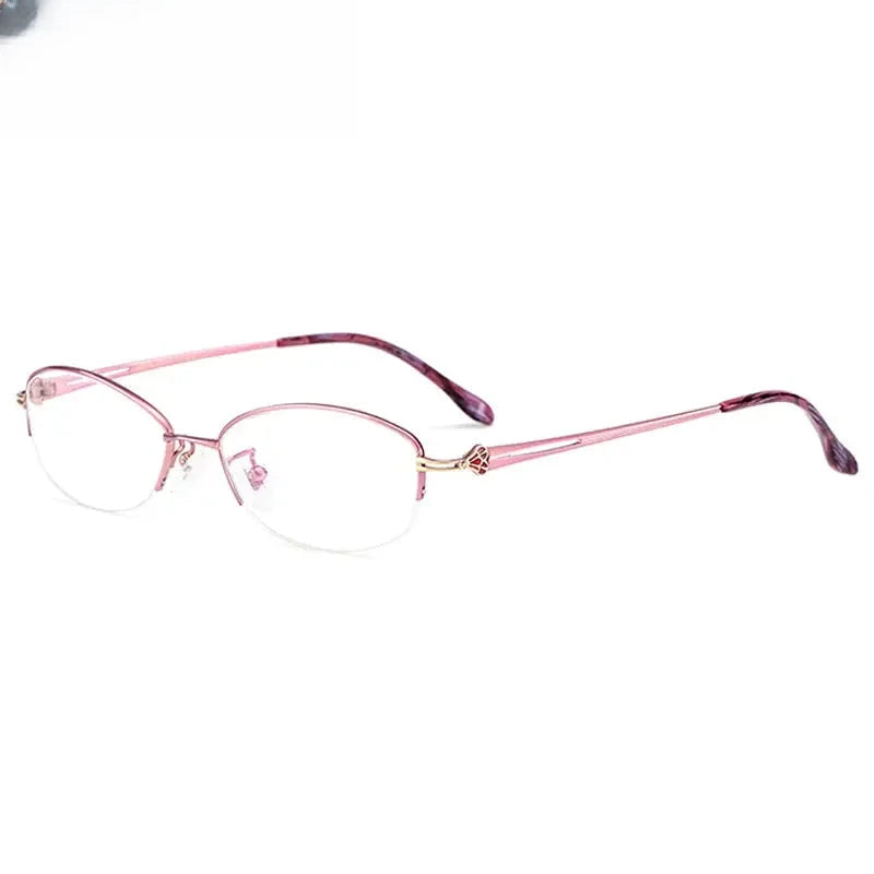 Women's Oval Semi-Rimless Stainless Steel Prescription Glasses 98316 — view 3 | Rx Spectacle