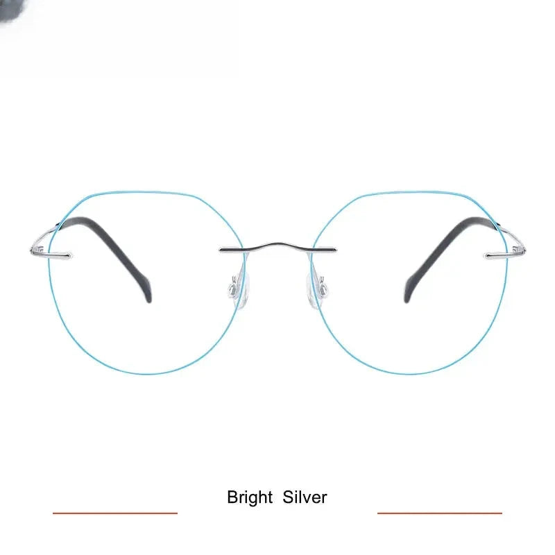 Women's Oval Rimless Titanium Flat Top Prescription Glasses 331008 — view 4 | Rx Spectacle