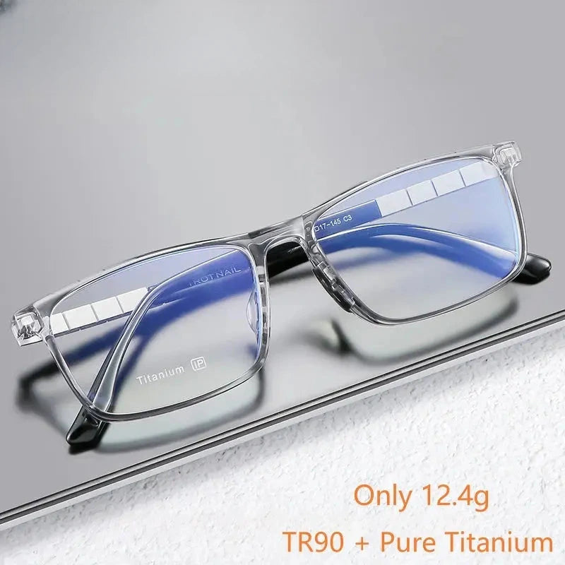 Men's Square Full Rim Titanium Prescription Glasses 23070 — view 2 | Rx Spectacle