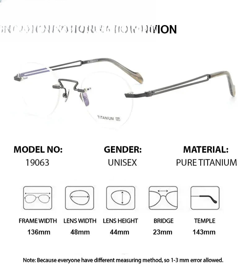 Women's Round Rimless Titanium Prescription Glasses 619063 — view 2 | Rx Spectacle