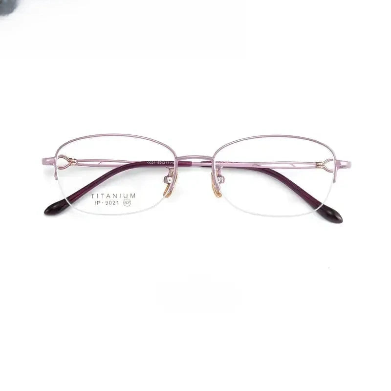 Women's Oval Semi-Rimless Titanium Prescription Glasses 90214 — view 5 | Rx Spectacle