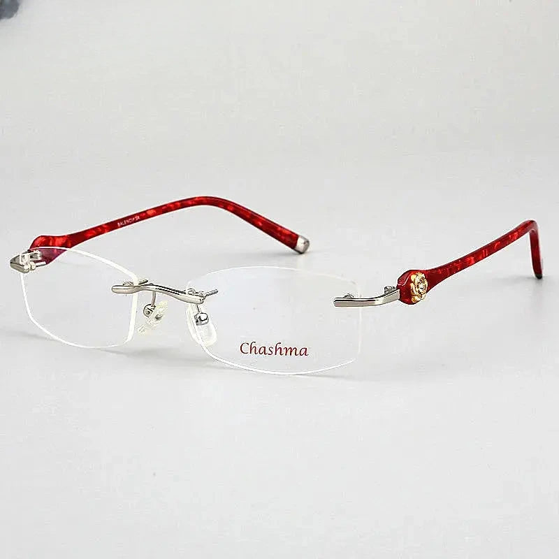 Women's Square Rimless Titanium Prescription Glasses 58031 — view 1 | Rx Spectacle