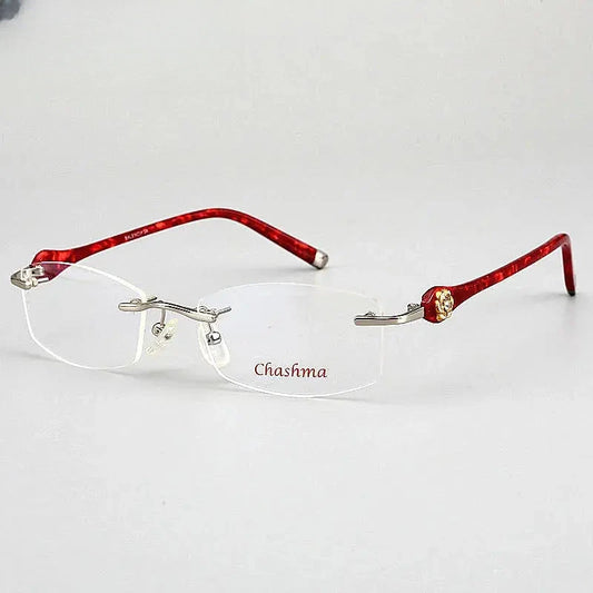 Women's Square Rimless Titanium Prescription Glasses 58031 — view 1 | Rx Spectacle