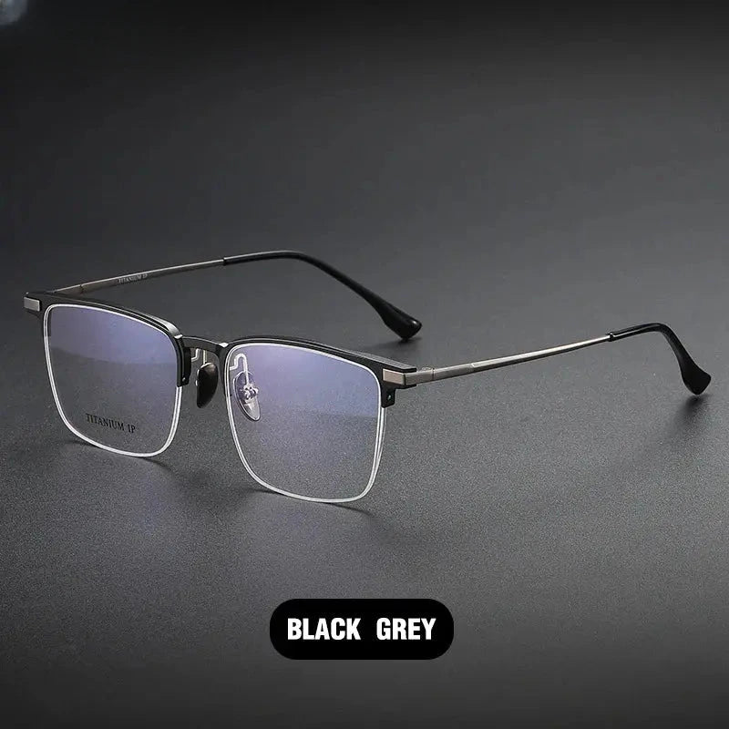 Unisex Square Semi-Rimless Titanium Reading Glasses V20261 — view 2 | Rx Spectacle
