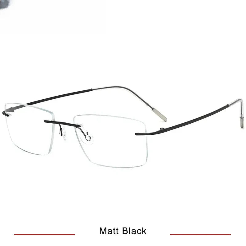 Unisex Square Rimless Titanium Screwless Prescription Glasses 66105 — view 4 | Rx Spectacle