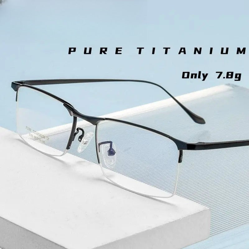 Men's Square Semi-Rimless Titanium Prescription Glasses 2089p — view 1 | Rx Spectacle