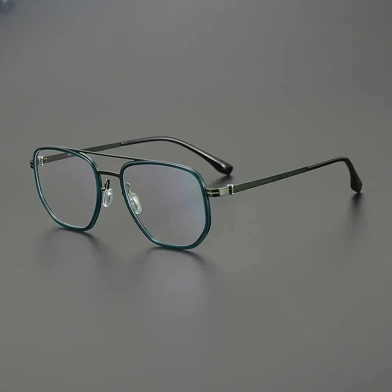 Unisex Square Full Rim Titanium Double Bridge Prescription Glasses 31567 — view 7 | Rx Spectacle
