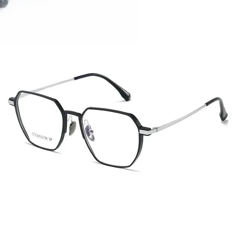 Unisex Polygon Full Rim Titanium Flat Top Prescription Glasses 420226 — view 1 | Rx Spectacle