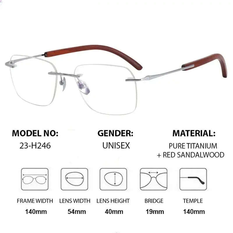Unisex Square Rimless Titanium Prescription Glasses 723246 — view 2 | Rx Spectacle