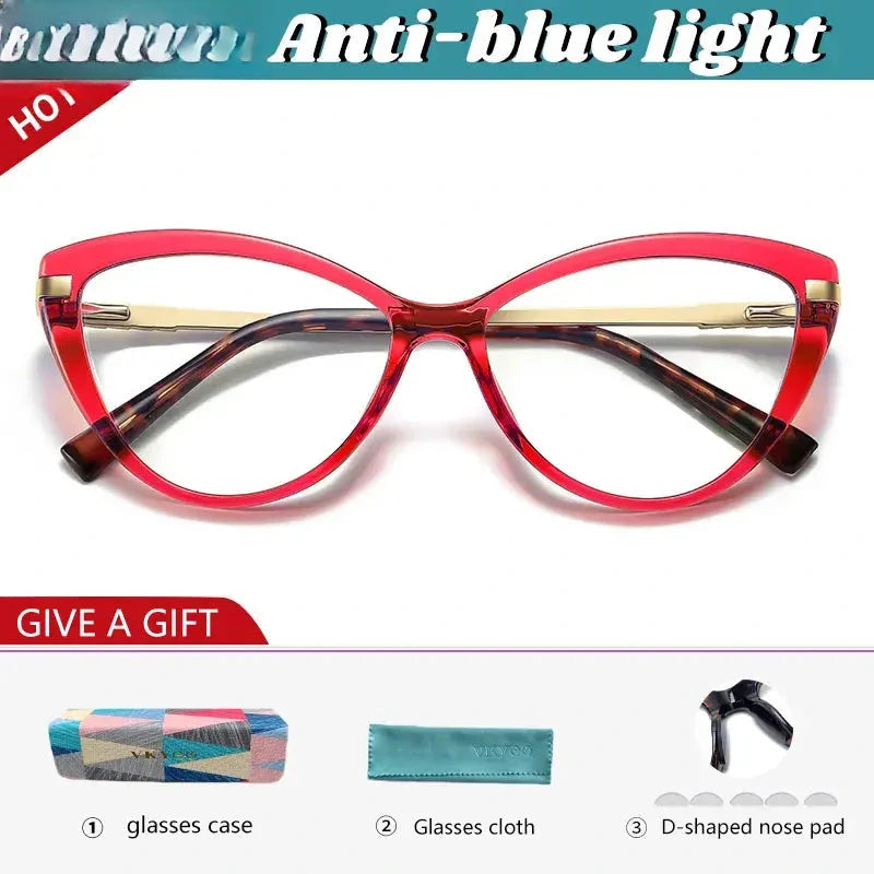 Women's Cat Eye Full Rim Titanium Reading Glasses 2111 — view 11 | Rx Spectacle