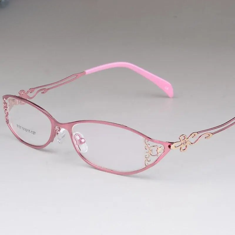 Women's Cat Eye Full Rim Stainless Steel Prescription Glasses 8107 — view 5 | Rx Spectacle