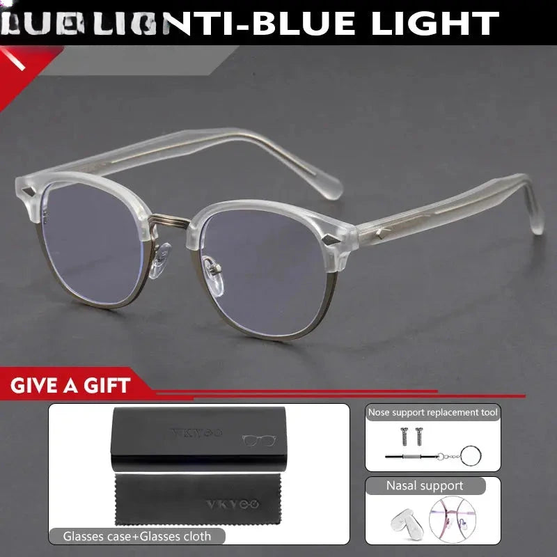 Unisex Round Full Rim Titanium Reading Glasses 10306 — view 8 | Rx Spectacle