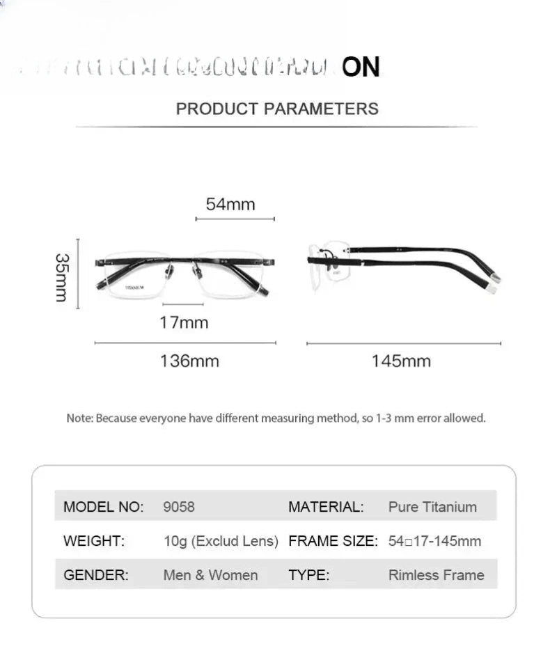 Women's Square Rimless Titanium Prescription Glasses 90584 — view 2 | Rx Spectacle