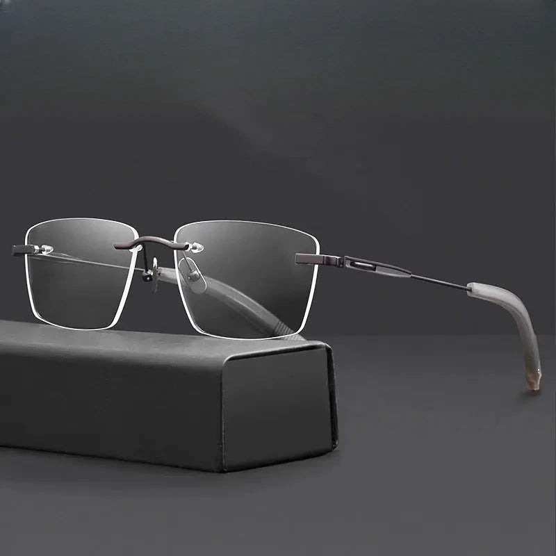 Unisex Polygon Rimless Titanium Prescription Glasses 680814 — view 1 | Rx Spectacle