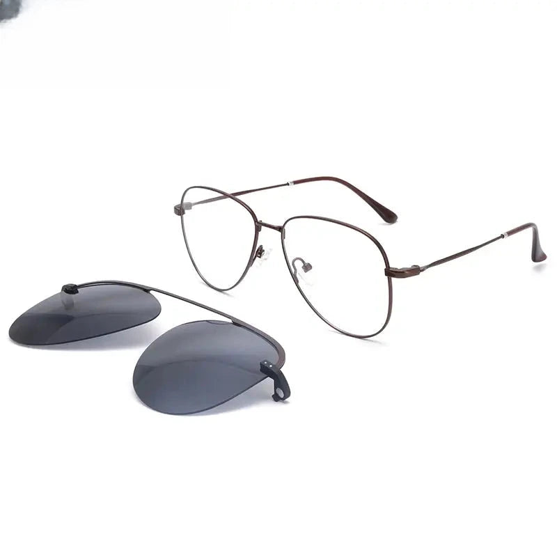Unisex Oval Full Rim Stainless Steel Clip-On Prescription Glasses 102544 — view 5 | Rx Spectacle