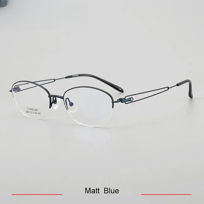 Women's Oval Semi-Rimless Titanium Prescription Glasses 33009 — view 3 | Rx Spectacle