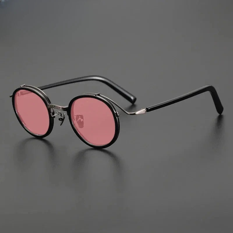 Unisex Round Full Rim Titanium Prescription Glasses Mo12 — view 16 | Rx Spectacle
