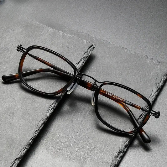Unisex Square Full Rim Titanium Oversized Prescription Glasses 395861 — view 1 | Rx Spectacle