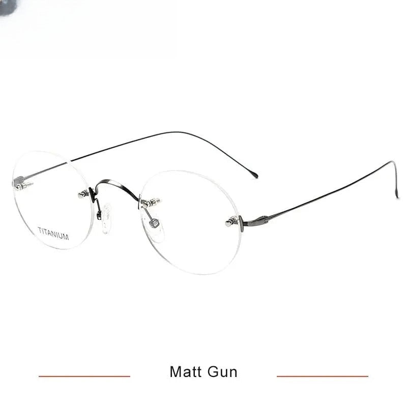 Unisex Round Rimless Titanium Prescription Glasses Kr16035 — view 2 | Rx Spectacle