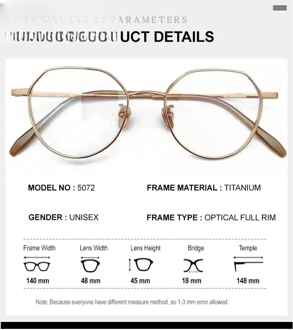 Unisex Oval Full Rim Titanium Flat Top Prescription Glasses — view 2 | Rx Spectacle