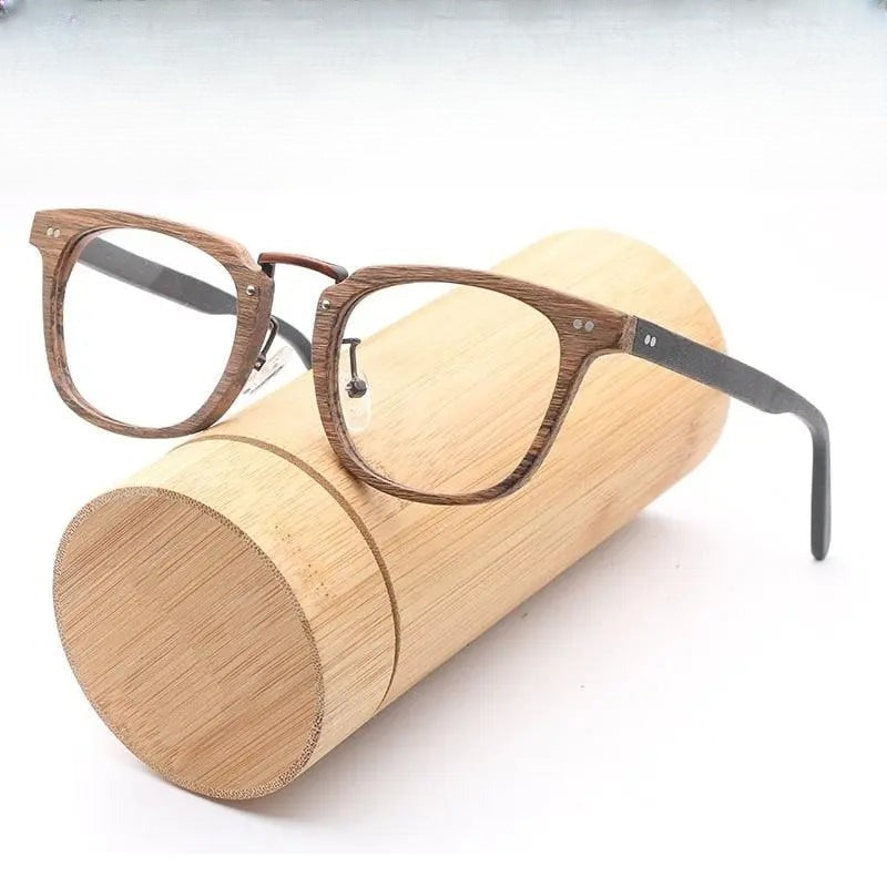 Unisex Square Full Rim Wood Prescription Glasses Lbh025 — view 1 | Rx Spectacle