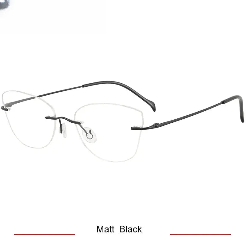 Women's Cat Eye Rimless Titanium Prescription Glasses 316086 — view 6 | Rx Spectacle