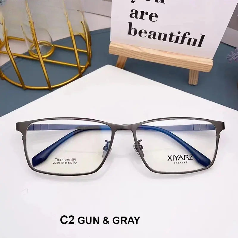 Men's Square Full Rim Titanium Oversized Prescription Glasses 582059 — view 3 | Rx Spectacle