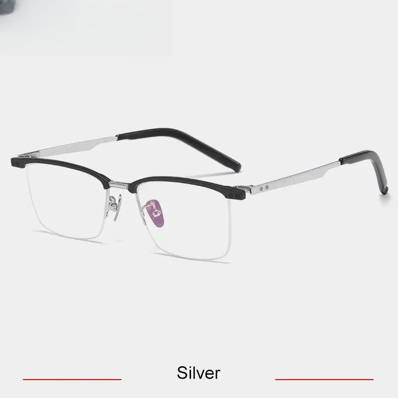 Unisex Browline Semi-Rimless Titanium Prescription Glasses 318750 — view 6 | Rx Spectacle