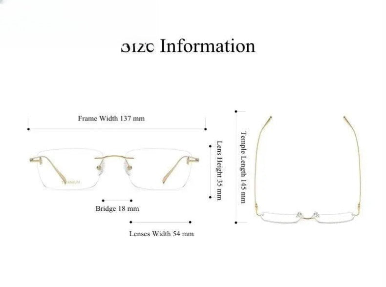 Unisex Square Rimless Titanium Prescription Glasses 5678 — view 10 | Rx Spectacle