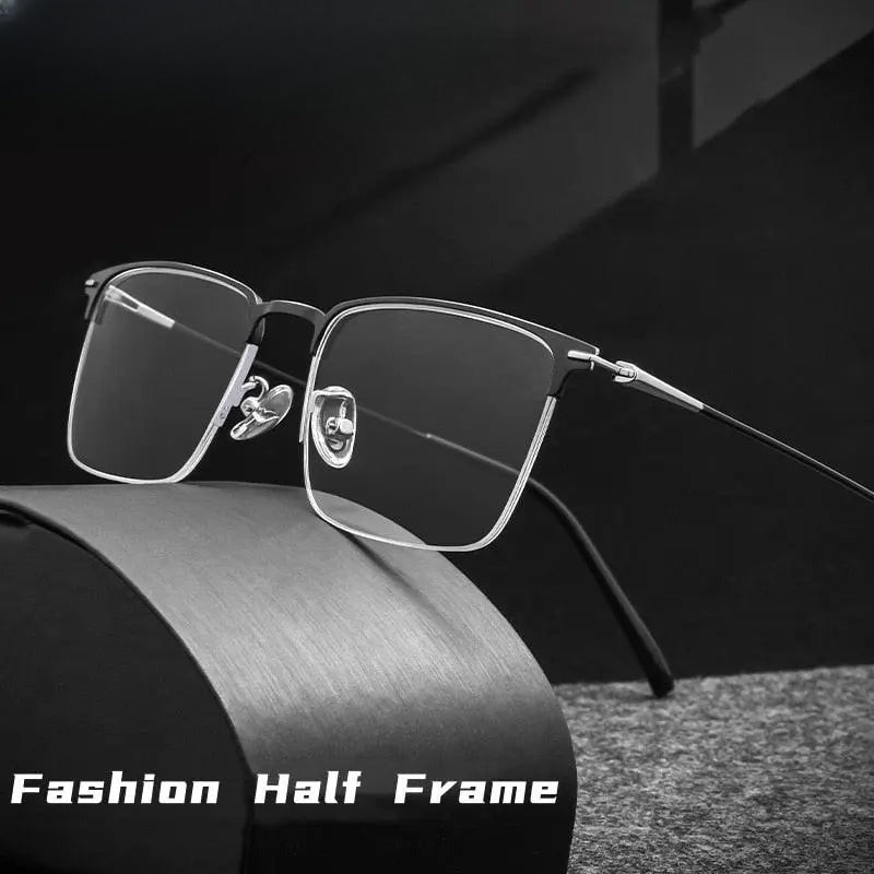 Men's Square Semi-Rimless Alloy Prescription Glasses 0608 — view 1 | Rx Spectacle