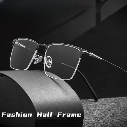 Men's Square Semi-Rimless Alloy Prescription Glasses 0608 — view 1 | Rx Spectacle