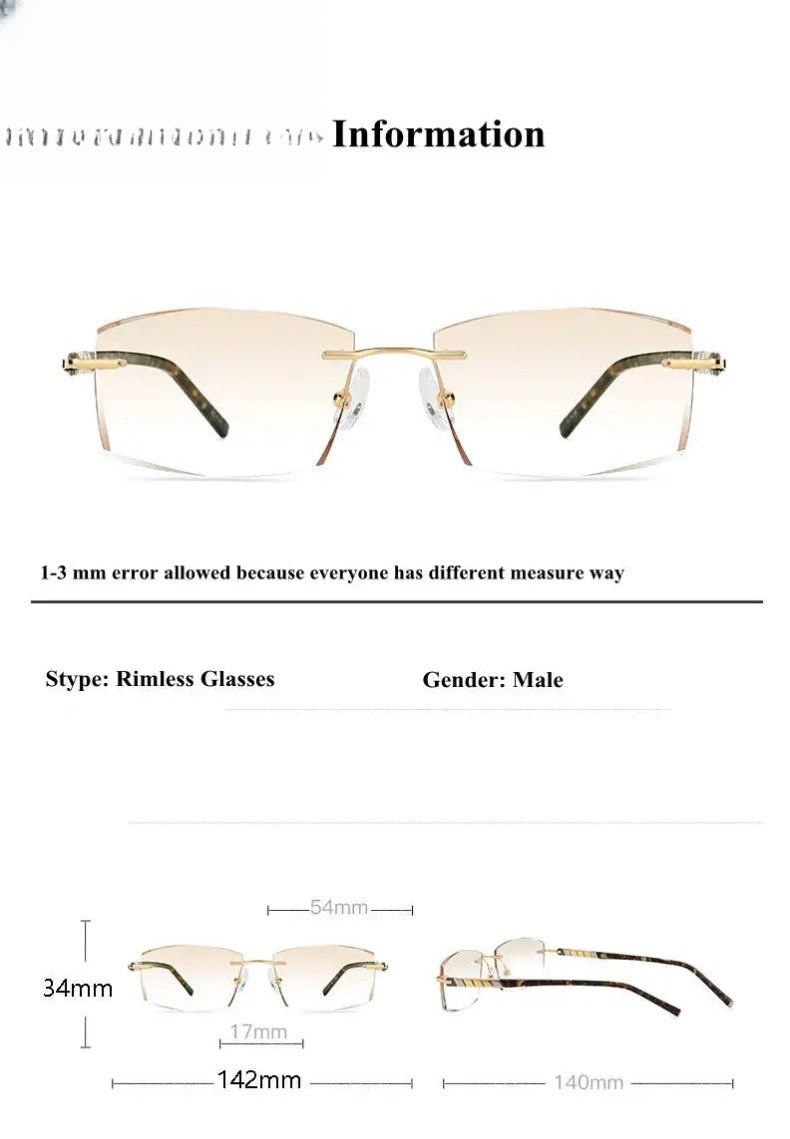 Men's Square Rimless Titanium Prescription Glasses 76008 — view 2 | Rx Spectacle