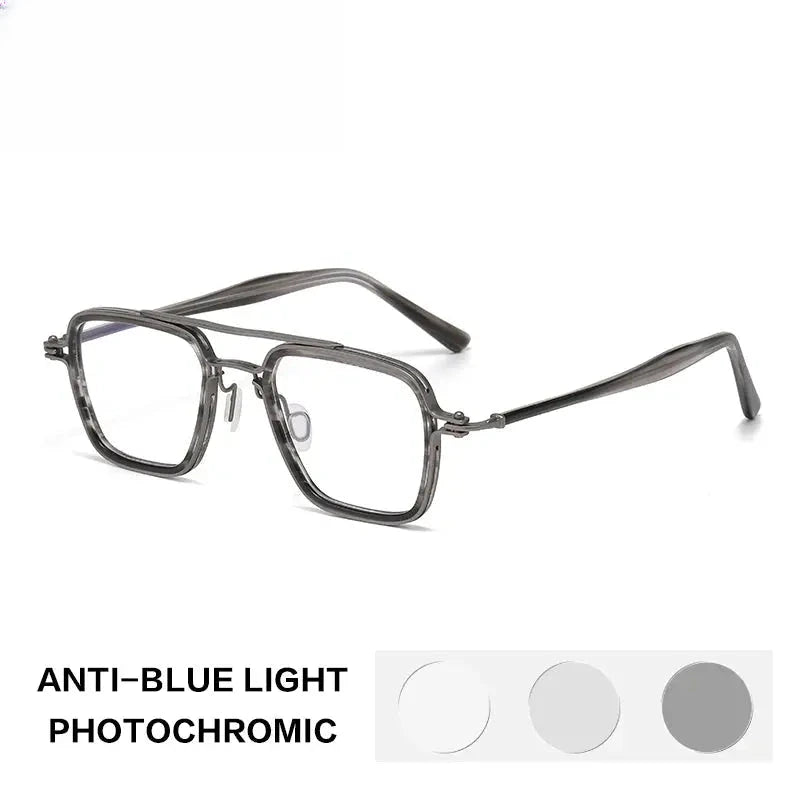 Unisex Square Full Rim Titanium Reading Glasses 75875 — view 3 | Rx Spectacle