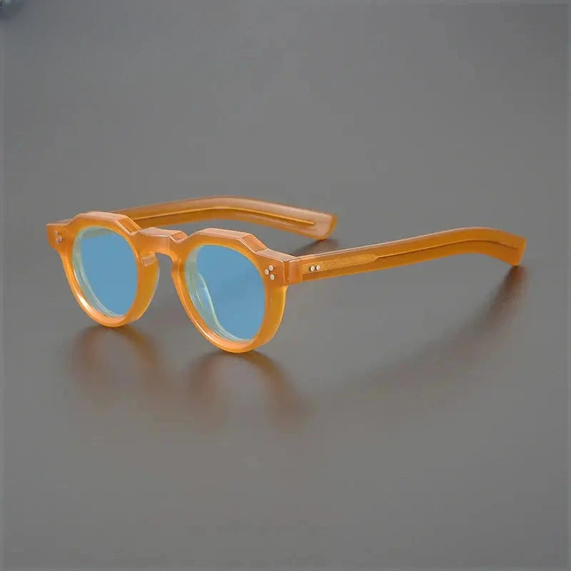 Unisex Round Full Rim Acetate Flat Top Prescription Glasses M002 — view 30 | Rx Spectacle