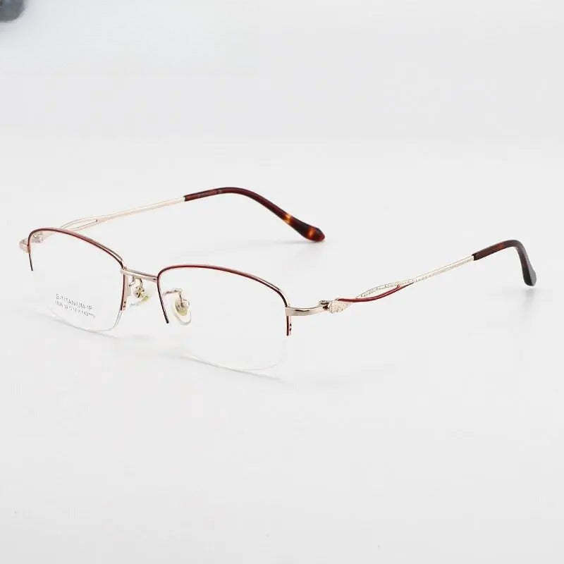 Women's Square Semi-Rimless Titanium Prescription Glasses 1836 — view 10 | Rx Spectacle