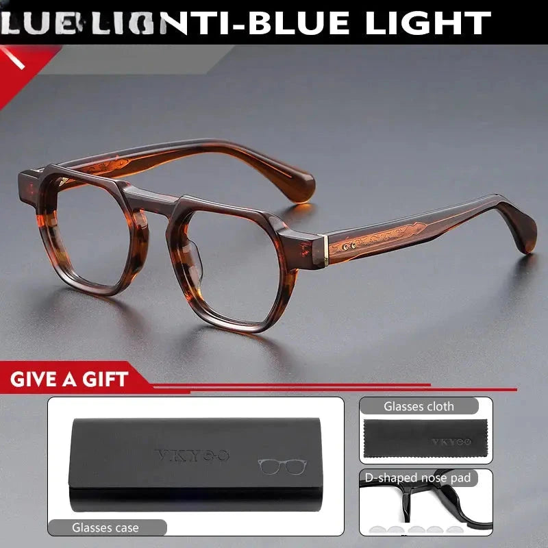 Men's Oval Full Rim Acetate Flat Top Oversized Reading Glasses 755009 — view 6 | Rx Spectacle