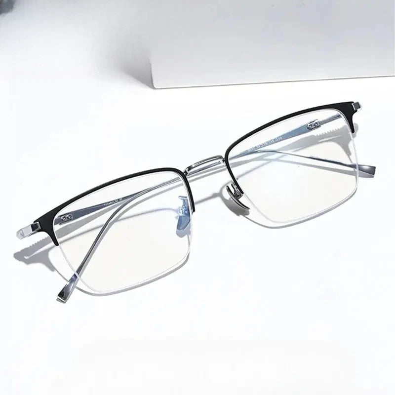 Men's Square Semi-Rimless Titanium Oversized Prescription Glasses 969011 — view 1 | Rx Spectacle