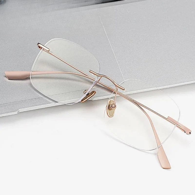 Unisex Square Rimless Titanium Prescription Glasses Eyeglasses1135 — view 1 | Rx Spectacle
