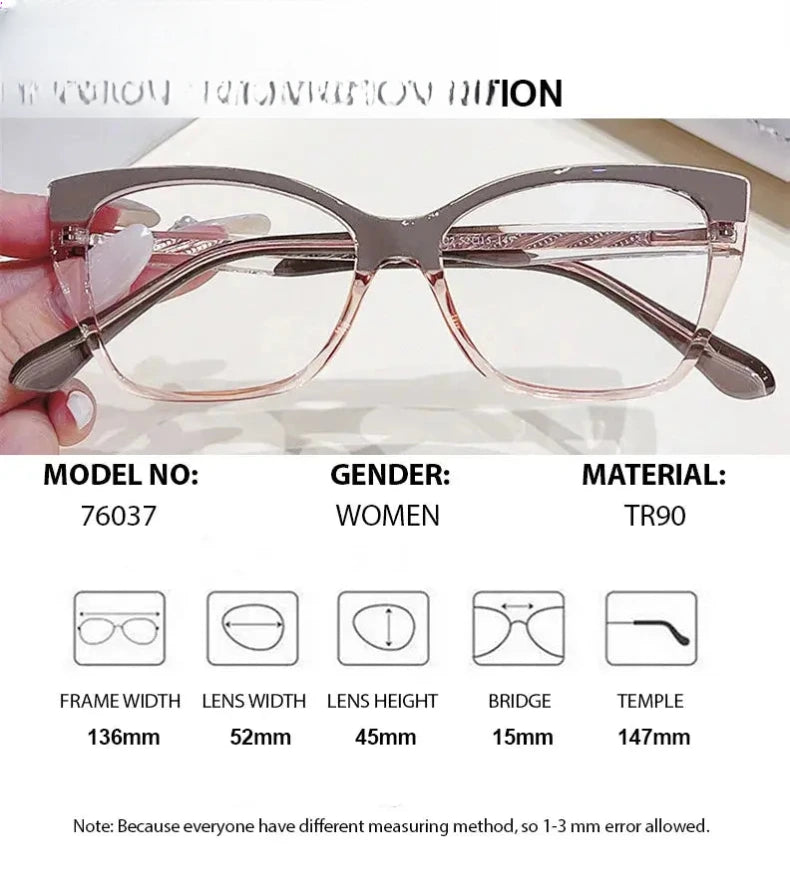 Women's Cat Eye Full Rim Titanium Prescription Glasses 76037 — view 2 | Rx Spectacle
