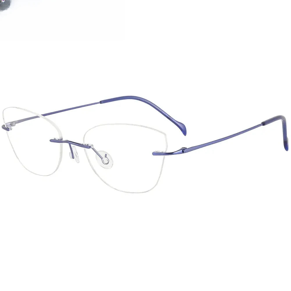 Women's Cat Eye Rimless Titanium Prescription Glasses 316086 — view 1 | Rx Spectacle