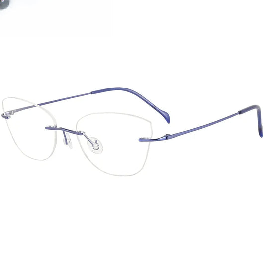 Women's Cat Eye Rimless Titanium Prescription Glasses 316086 — view 1 | Rx Spectacle