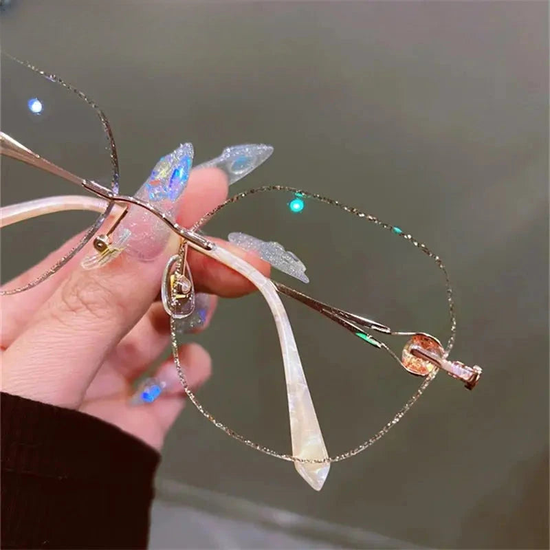 Women's Oval Rimless Titanium Prescription Glasses 3017 — view 3 | Rx Spectacle